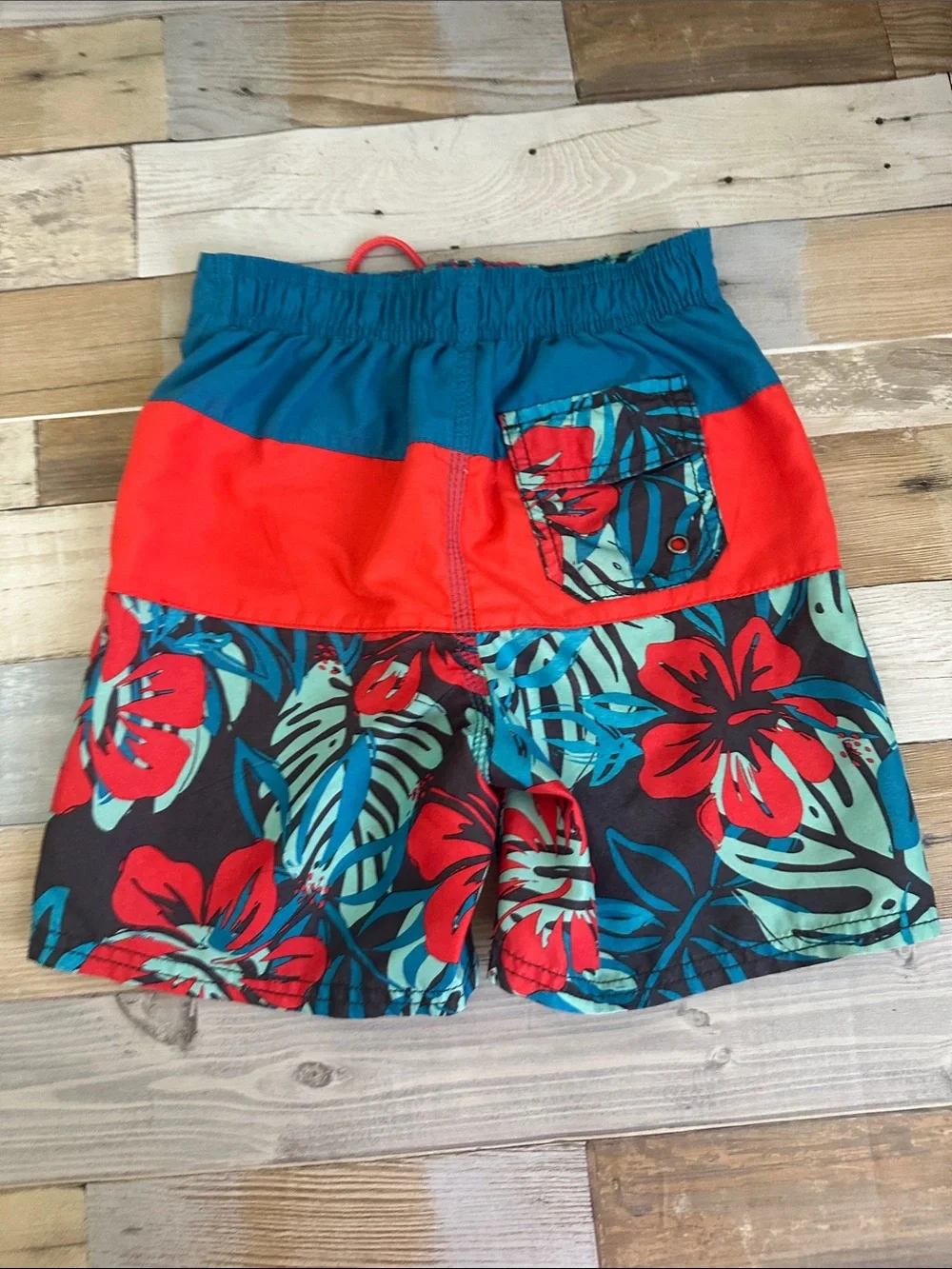 OshKosh B'gosh Turquoise & Red Floral Swim Shorts